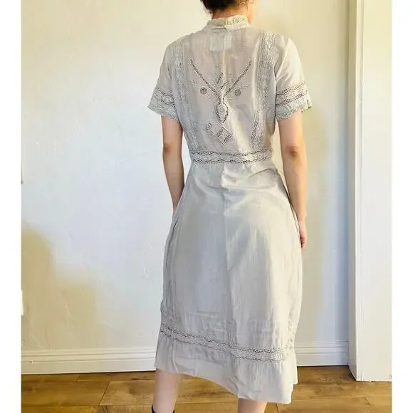 Johnny Was Cream Lace-Trim Midi Dress - Picture 2 of 8